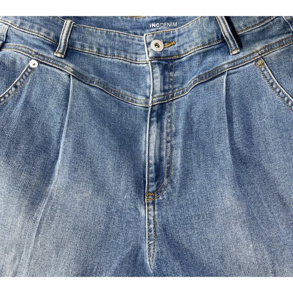 Inc Denim Tapered Baggy Jeans Pleats Size 12 Light/Medium Wash - Picture 7 of 7